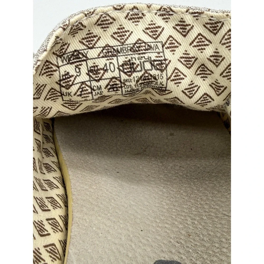 Hey Dude Womens 9 Wendy Chambray Java Grey Woven Heel Slip On Loafers